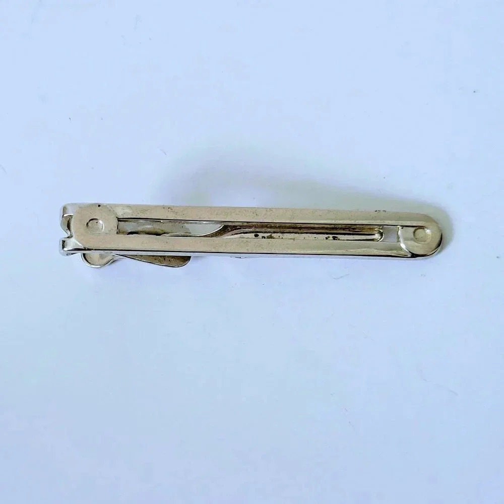 Swank Tie Bar Clip Vintage Silver Tone